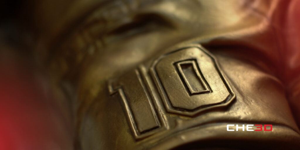 Piezas impresas en 3D de la escultura de Maradona
