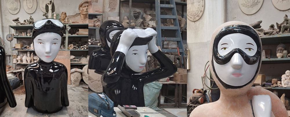Esculturas Las Buzas en fibra de vidrio con pintura automotriz