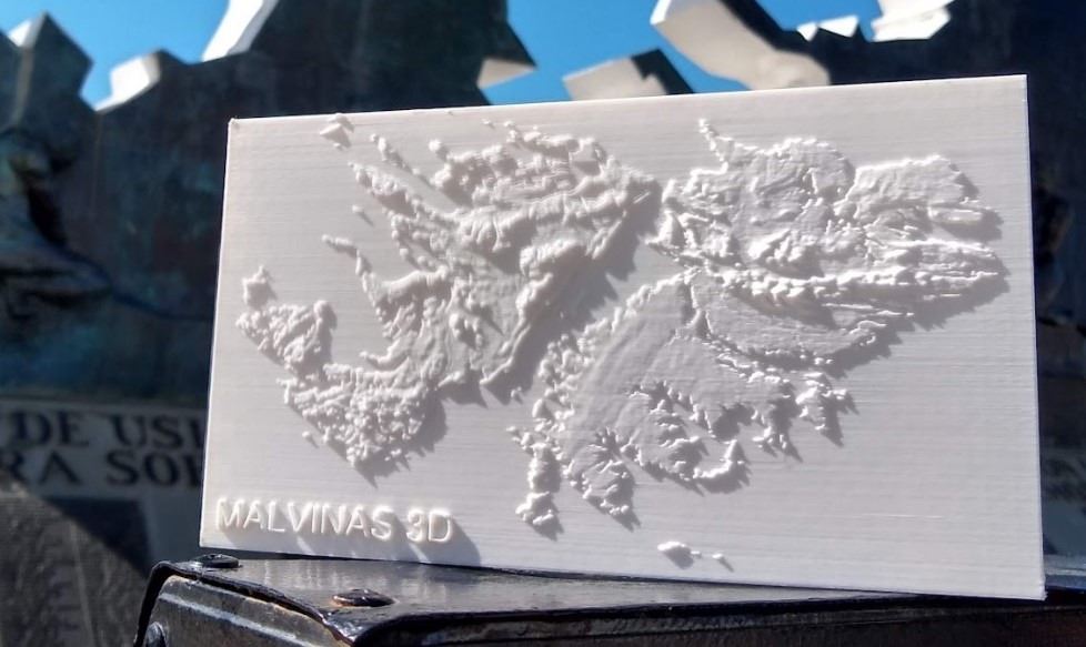 Malvinas 3D: mapa de las islas Malvinas impreso en 3D
