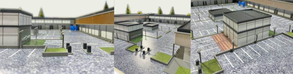 Módulos impresos en 3D de la maqueta arquitectónica de Podio
