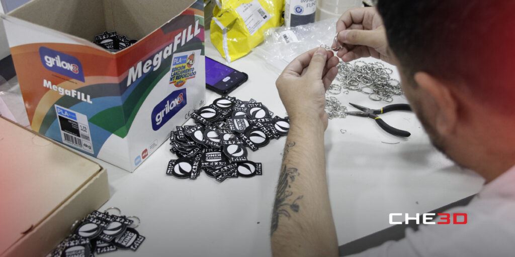 Impresión 3D en vivo de merchandising en un evento